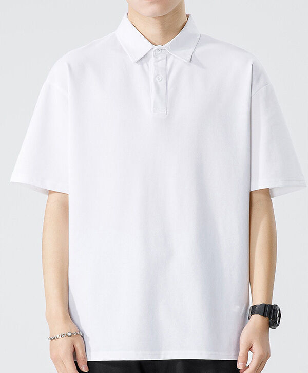 メンズ 香港スタイル 夏 ヘビーウェイト 抗菌 クールタッチ 無地 シンプル ポロシャツ 半袖