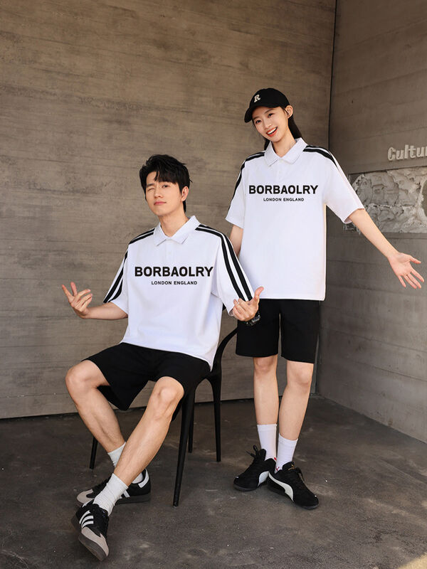 夏 メンズ 半袖 ポロシャツ アメリカン ハイストリートスタイル 襟付き 半袖Tシャツ スタイリッシュ ニットレター