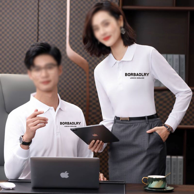 オーダーメイド ポーロシャツ 長袖 印花 ロゴ 刺身 ポーロシャツ 綿 空白 男性 長袖 ポロシャツ