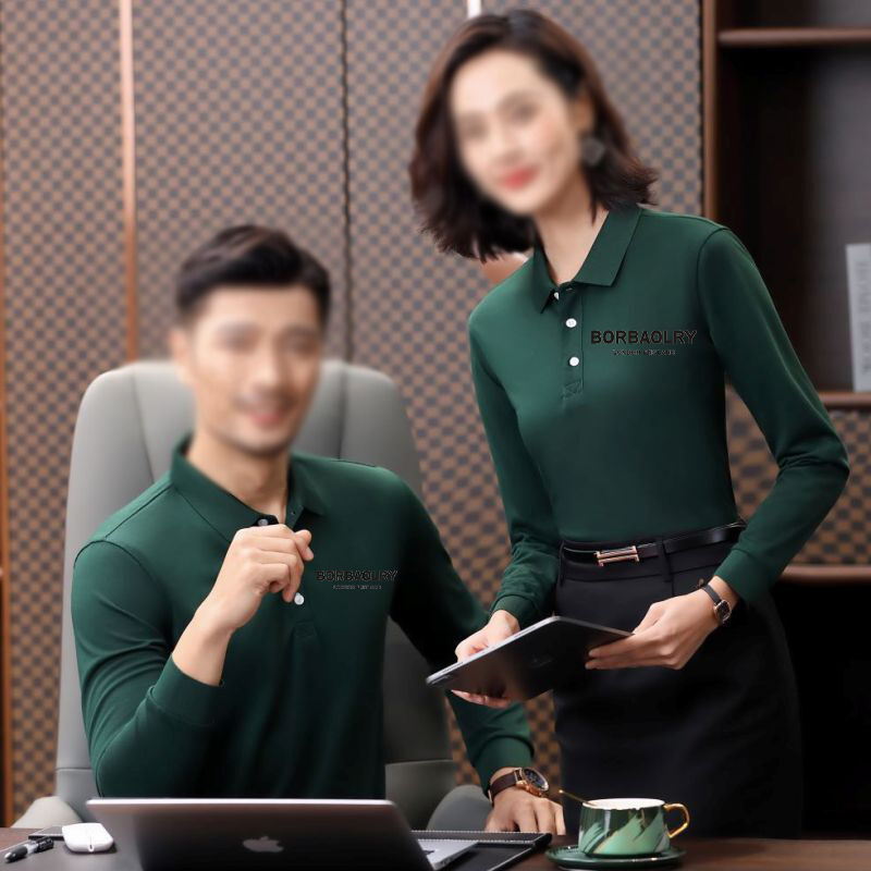 オーダーメイド ポーロシャツ 長袖 印花 ロゴ 刺身 ポーロシャツ 綿 空白 男性 長袖 ポロシャツ