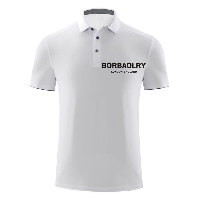 通気性のある生地のロゴ入りメンズカスタム半袖ポロシャツ