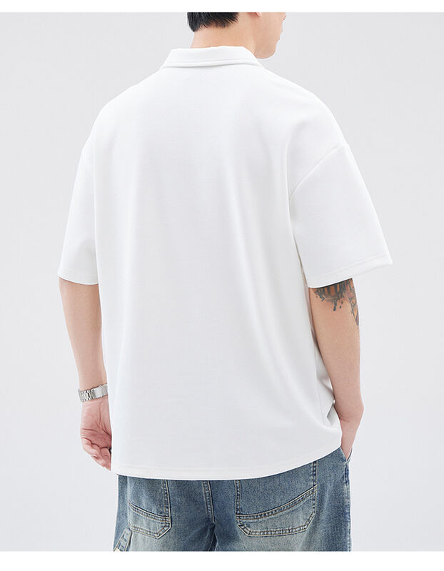 メンズ カジュアル アルファベット刺繍 コットン Tシャツ 半袖 ポロシャツ