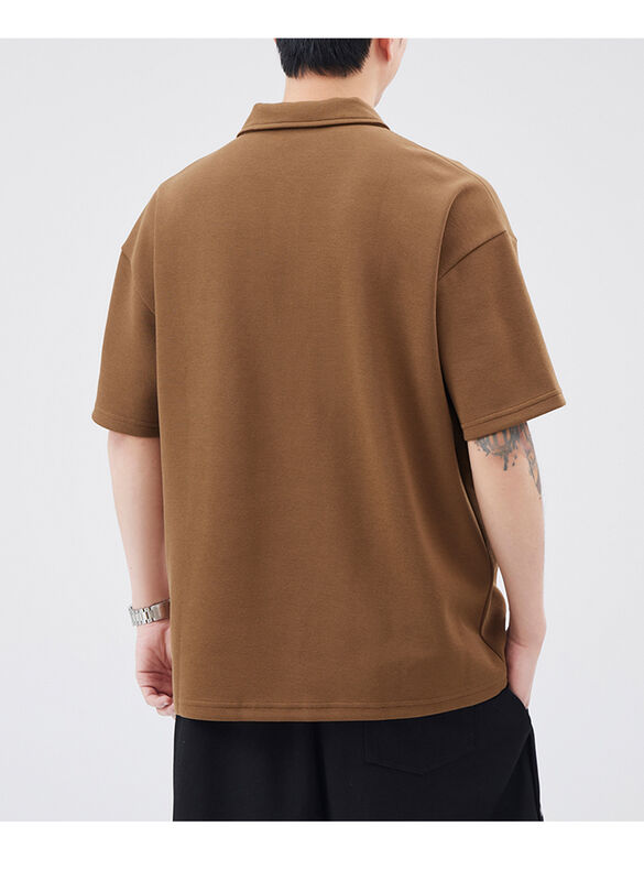 メンズ カジュアル アルファベット刺繍 コットン Tシャツ 半袖 ポロシャツ
